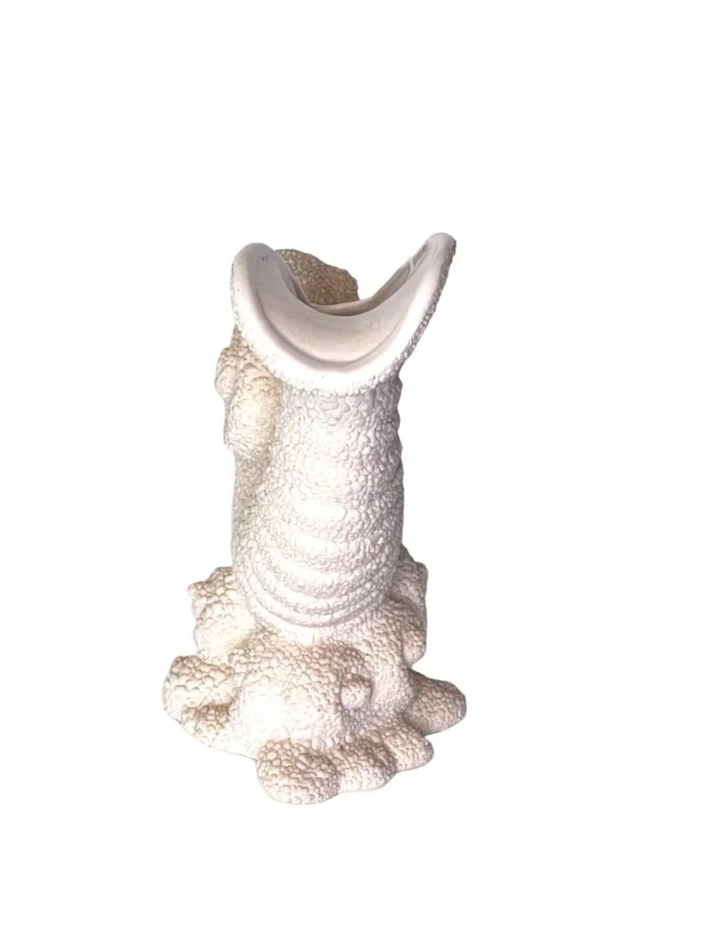 Vintage 1998 Royal Haeger Nautilus Shell Cornucopia Vase Texture Off White 235-4